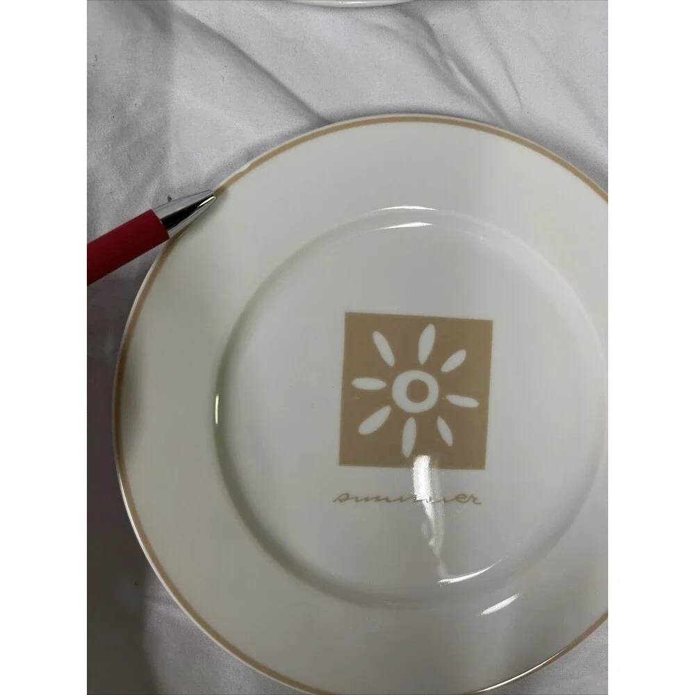 Pier 1 Four Seasons Salad Plates 7 3/4” Set of‎ 4 Winter Spring Autumn x2 READ